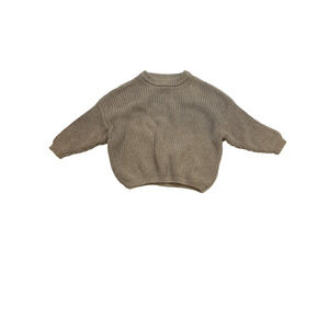 Sova Baby Ribbed Knit Sweater 6-12M Tan Cotton Pullover Neutral Minimalist